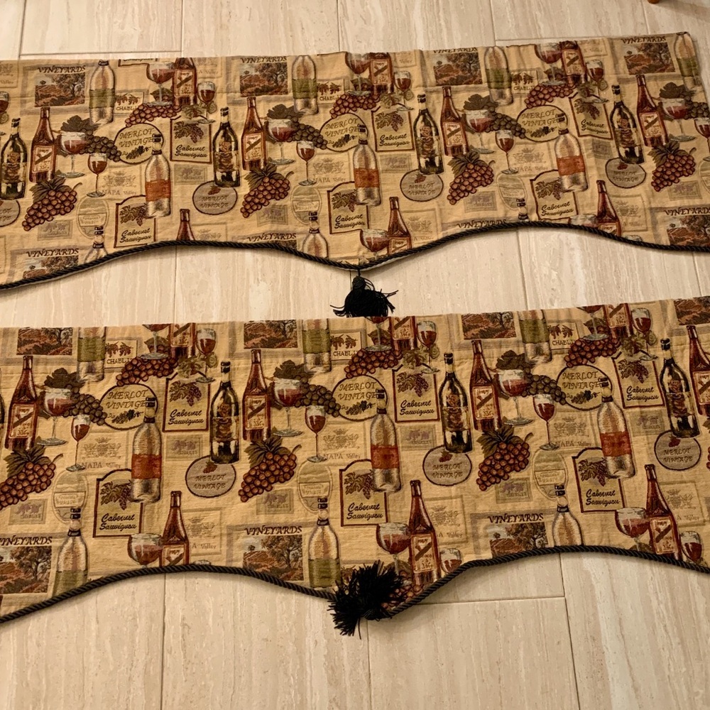 Custom Valance Curtains Wine Themed
